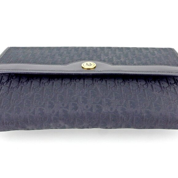 DIOR Clutch Bag Trotter Canvas ?~ Leather Authentic USED T9580 - Picture 1 of 8